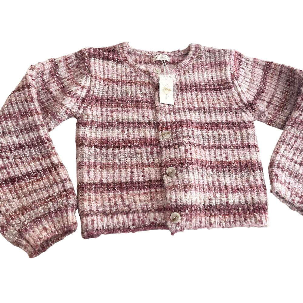Rylee + Cru Cheyenne Pink Multi Stripe Button Cardigan Sweater Girls NWT 10-12